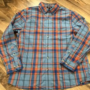 Alaskan Hardgear Duluth Trading Shirt Mens L Blue Orange Midnight Sun Untucked